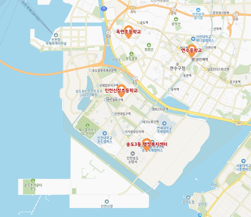 화학사고 대피장소 관내 위치도