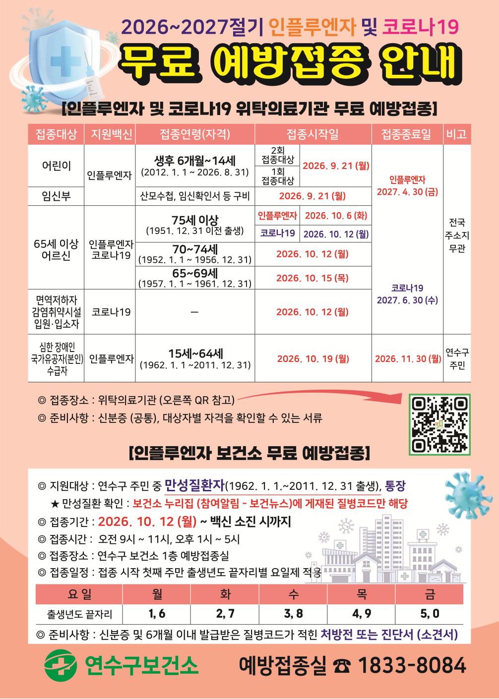 2026~2027절기 인플루엔자 및 코로나19 예방접종사업 안내의 1번째 이미지