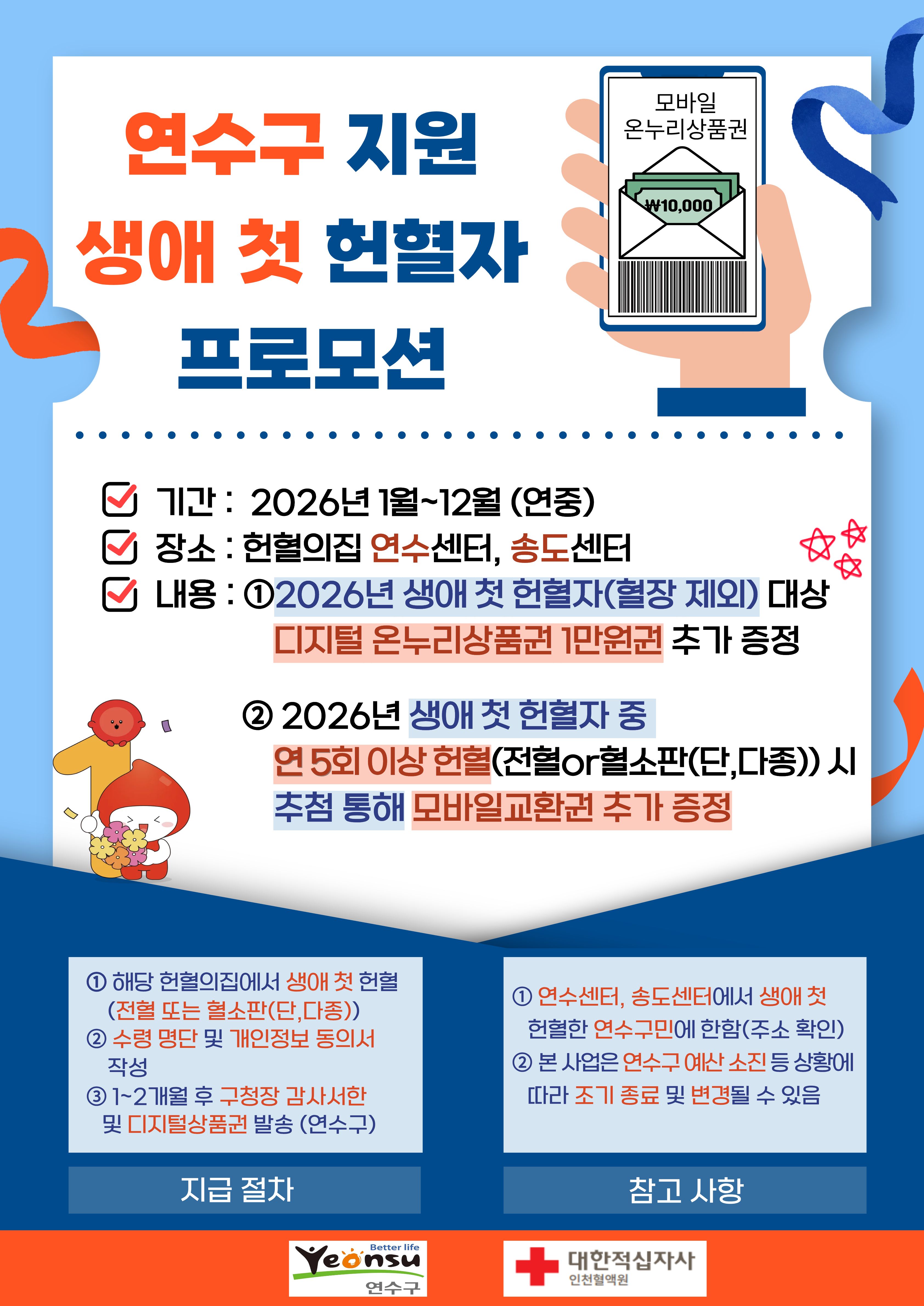 연수구「생애 첫·다회 헌혈자 응원 프로모션」실시의 1번째 이미지