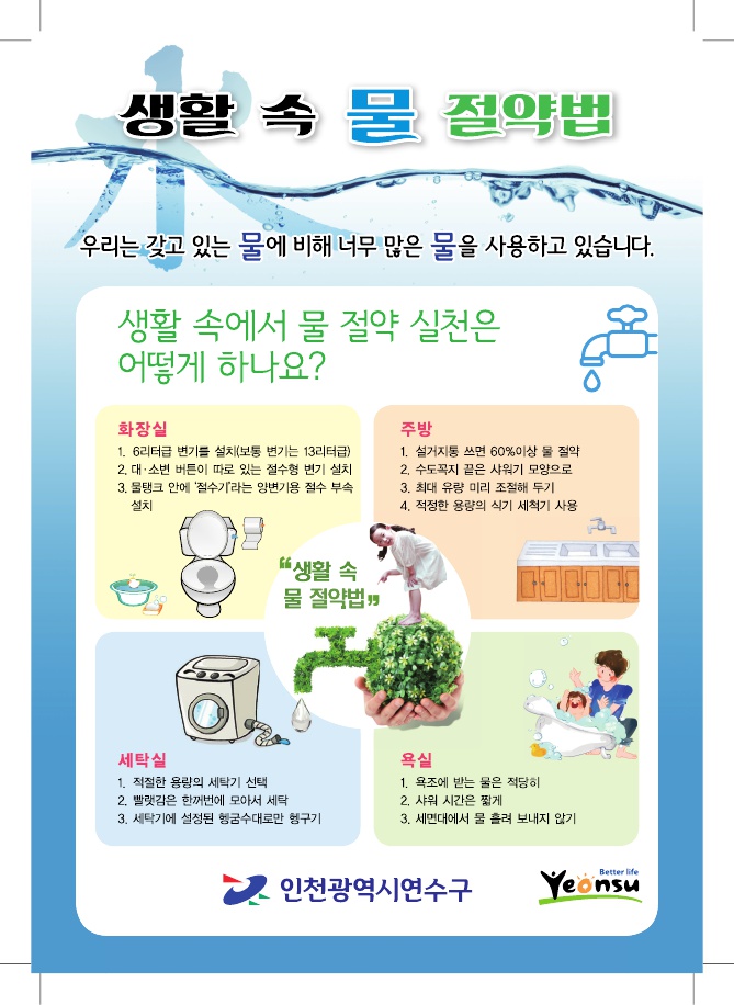 생활 속 물 절약법 홍보자료 게시의 1번째 이미지