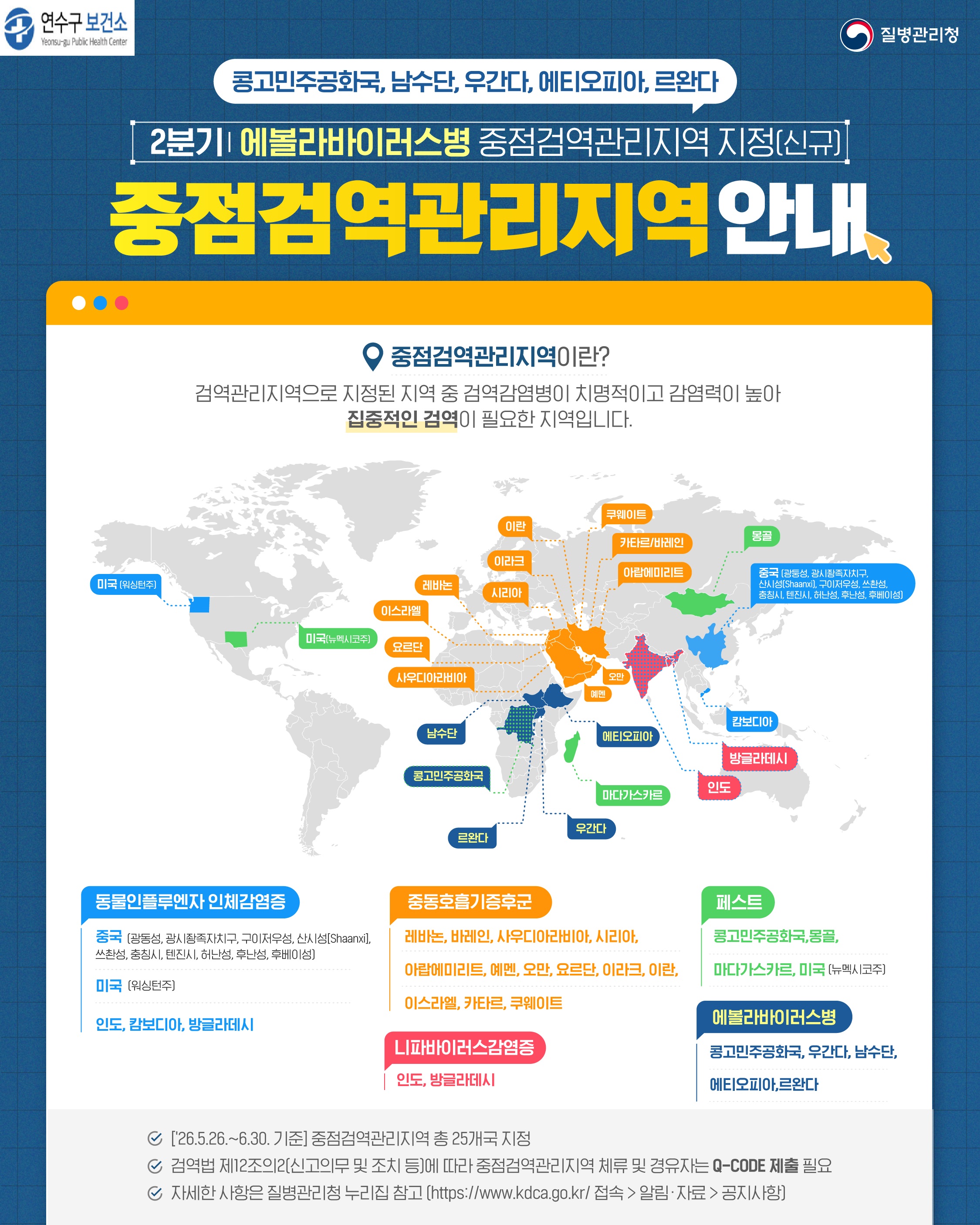 에볼라바이러스병 중점검역관리국가 안내의 1번째 이미지