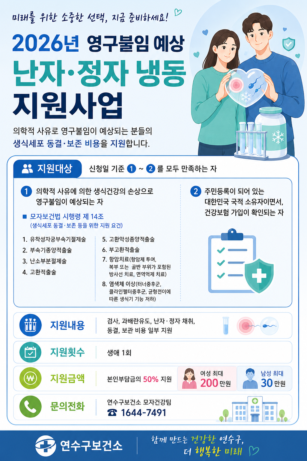 2026년 영구불임 예상 난자・정자 냉동 지원사업 안내의 1번째 이미지