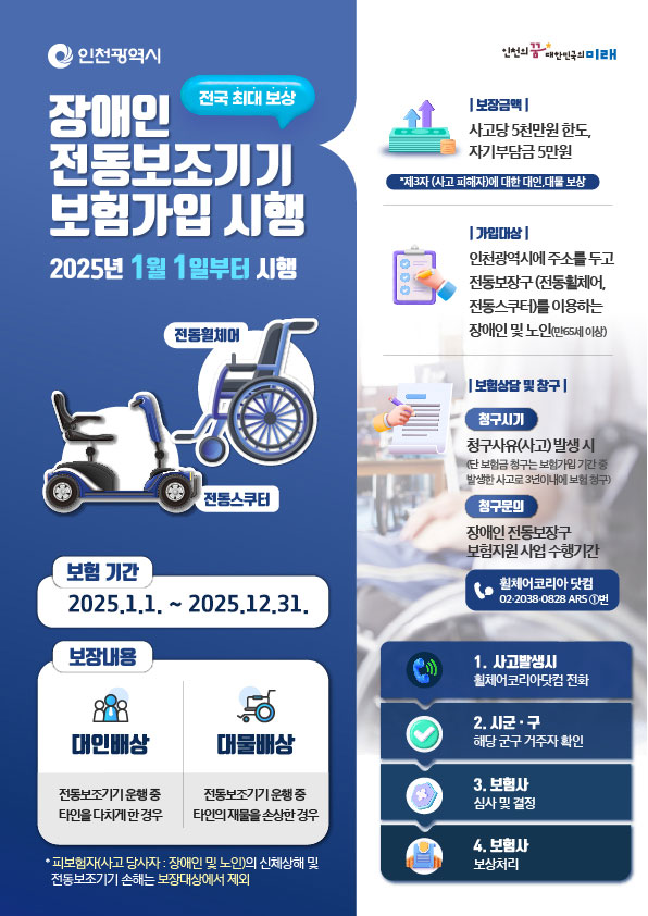 장애인 전동보장구 전용보험 가입 지원 안내의 1번째 이미지