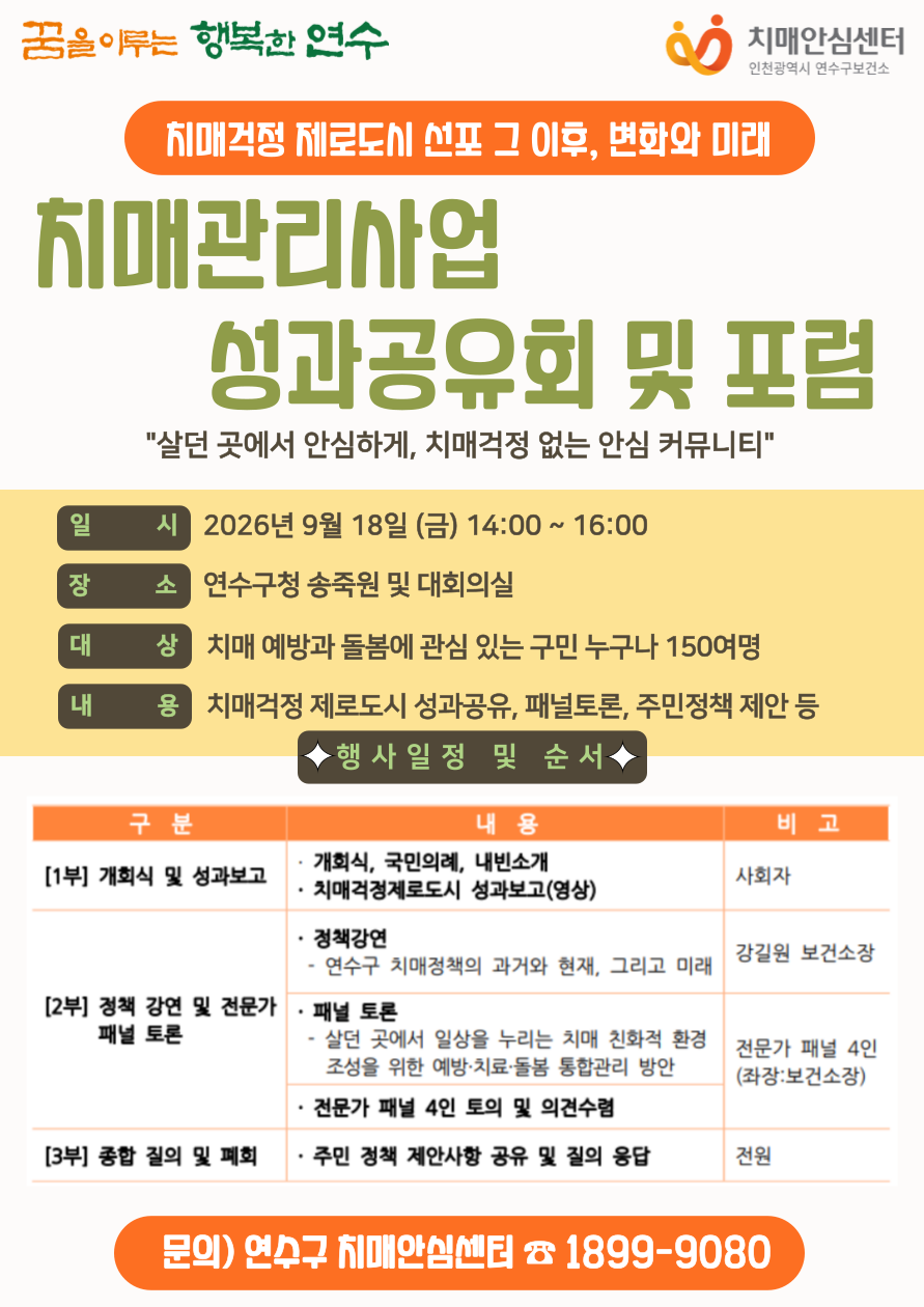 치매관리사업 성과공유회 및 포럼 개최 안내의 1번째 이미지