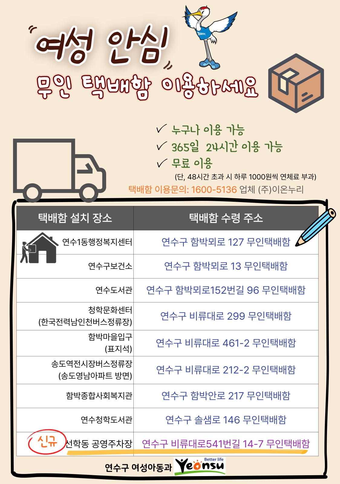 여성 안심 무인 택배함 이용하세요의 1번째 이미지