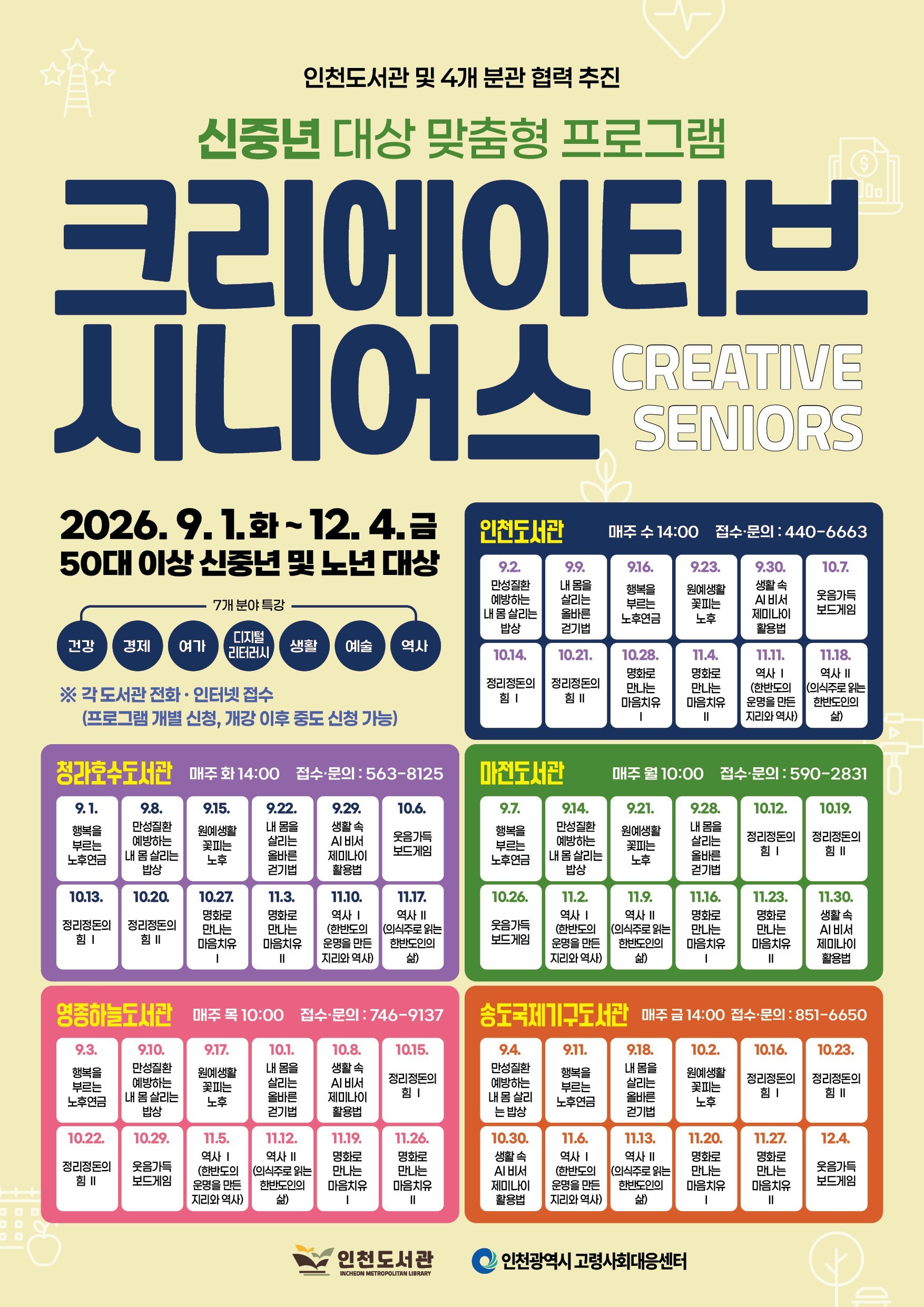 [인천도서관]2026년 신중년 대상 맞춤형 프로그램<크리에이티브 시니어스>의 1번째 이미지