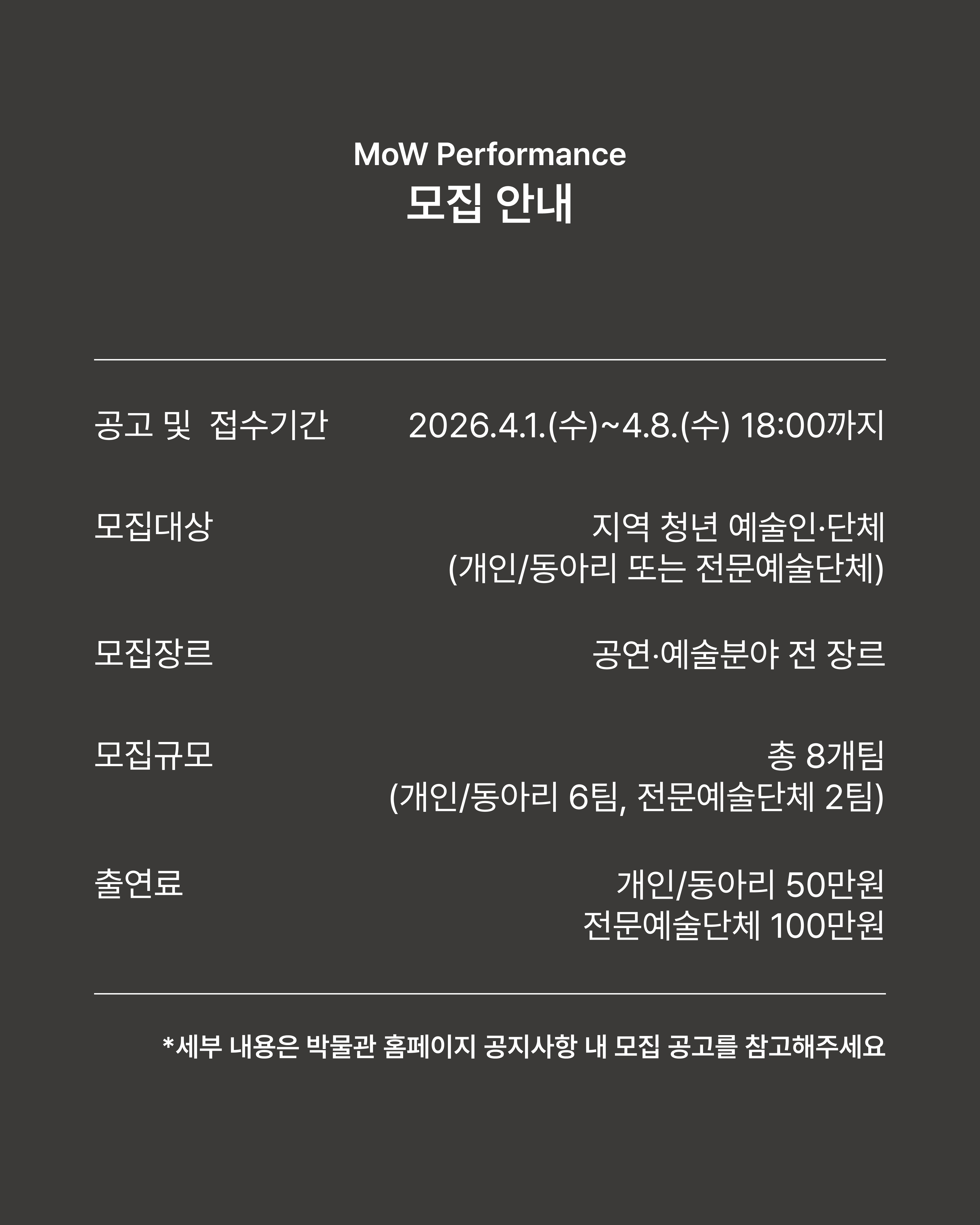 2026년 국립세계문자박물관 상설공연 공연팀 모집 공고의 2번째 이미지
