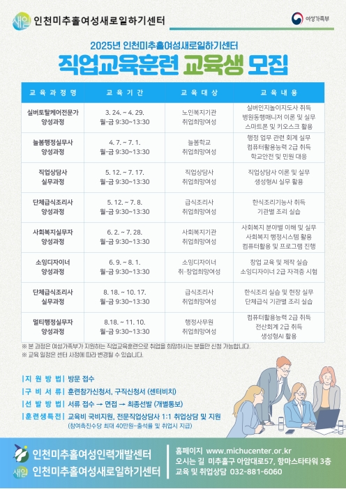 [인천미추홀여성인력개발센터] 교육생 모집의 1번째 이미지