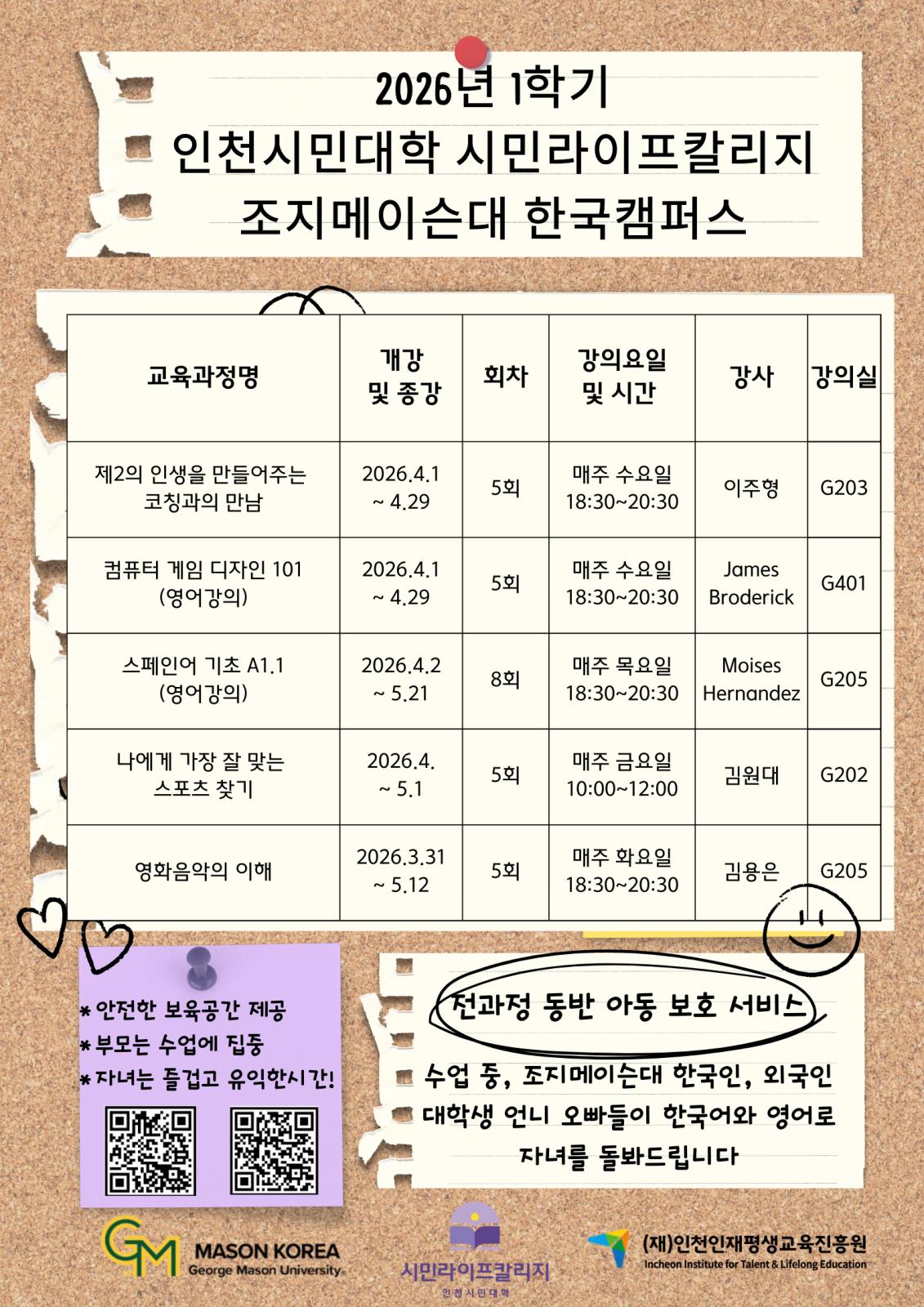 한국조지메이슨대학교인천시민대학2026-1학기 무료강의의 2번째 이미지
