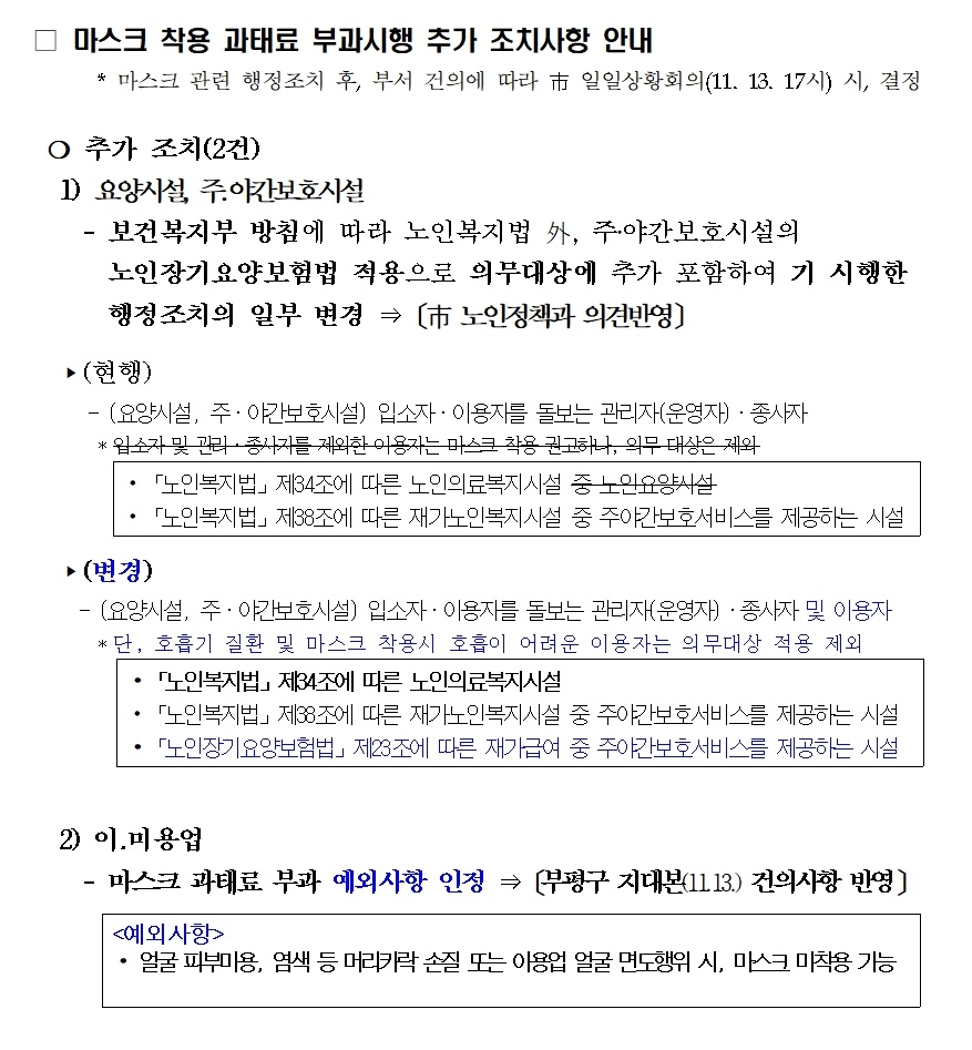 마스크 착용 과태료 부과시행 추가 조치사항 안내의 1번째 이미지