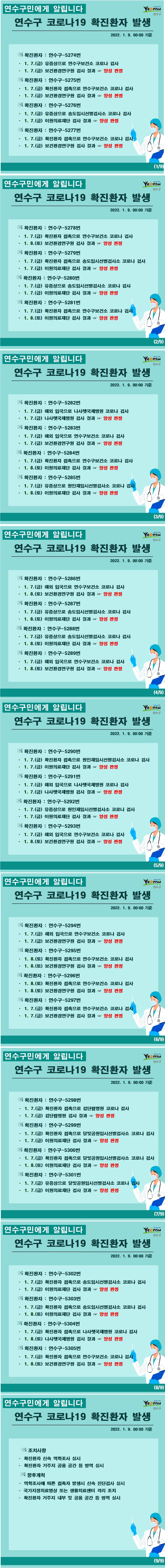 0107~0108 코로나19 확진환자 발생 알림(#5274~#5305)의 1번째 이미지