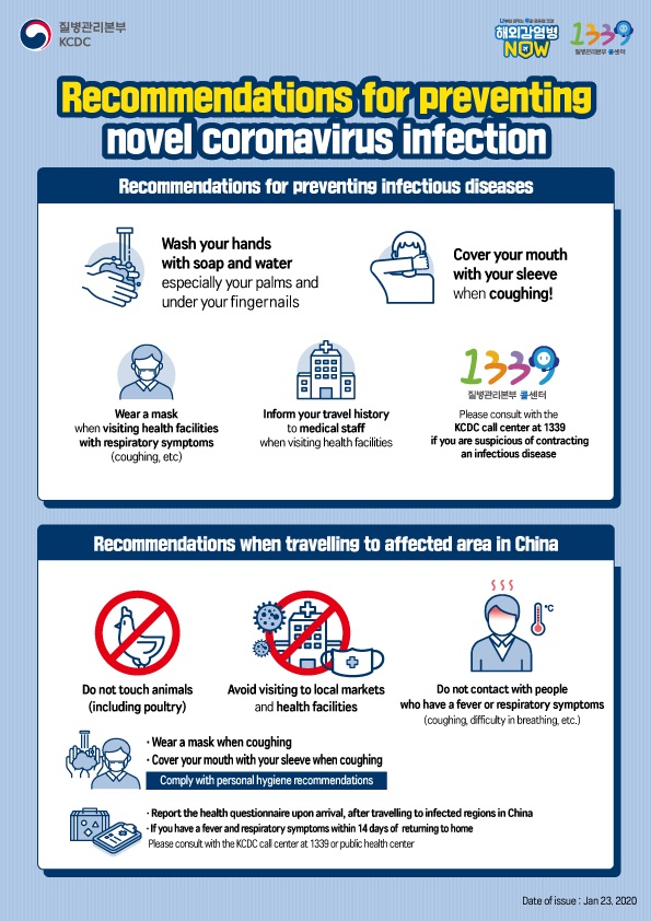 Recomendations for preventing novel coronavirus infection이미지