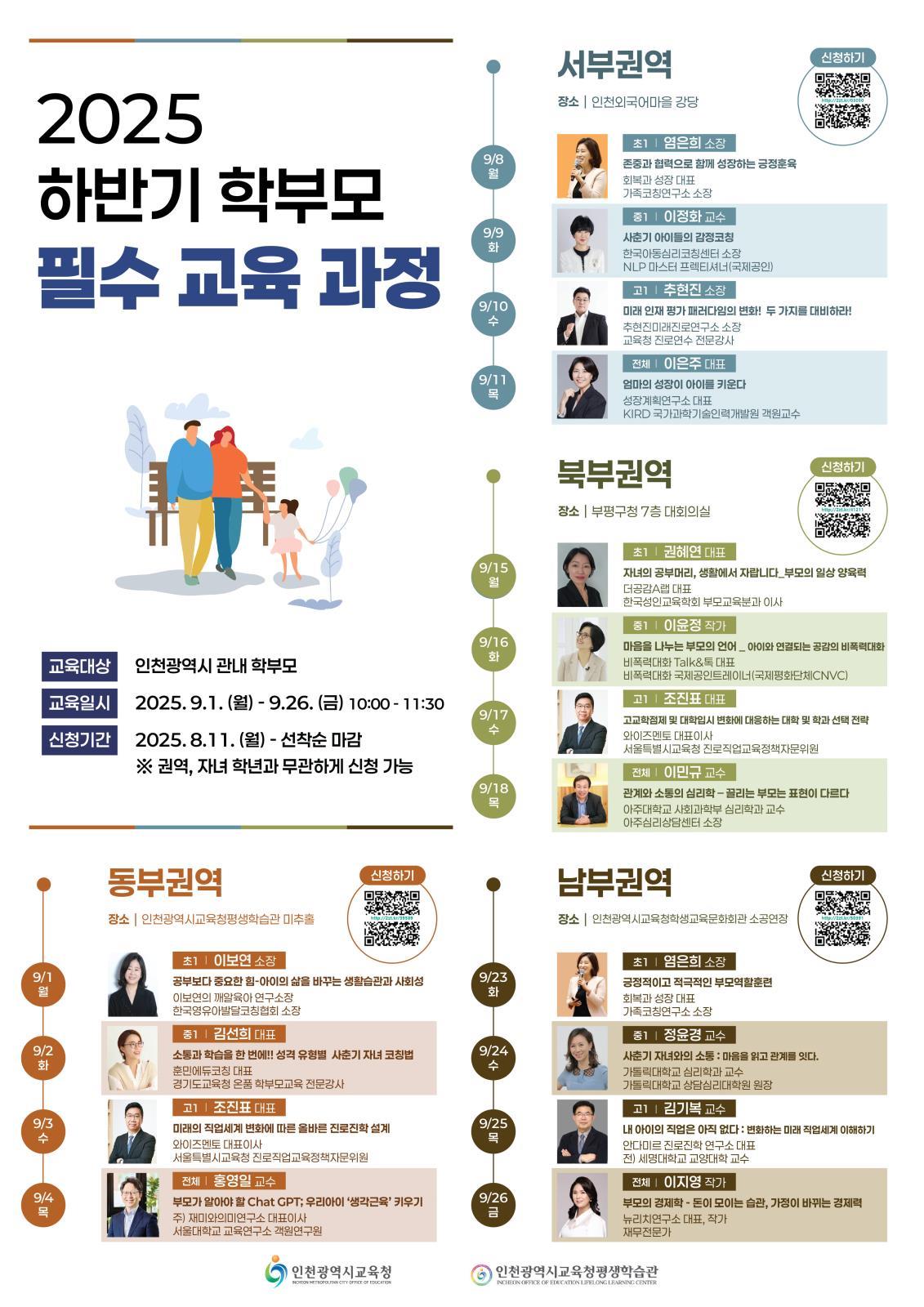 인천교육청평생학습관 2025년 하반기 학부모 필수교육과정 안내의 1번째 이미지