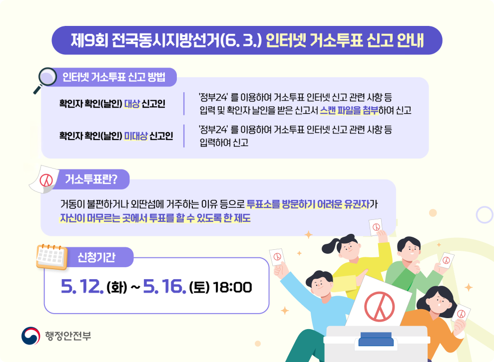 제9회 전국동시지방선거(6.3.) 인터넷 거소투표 신고 안내