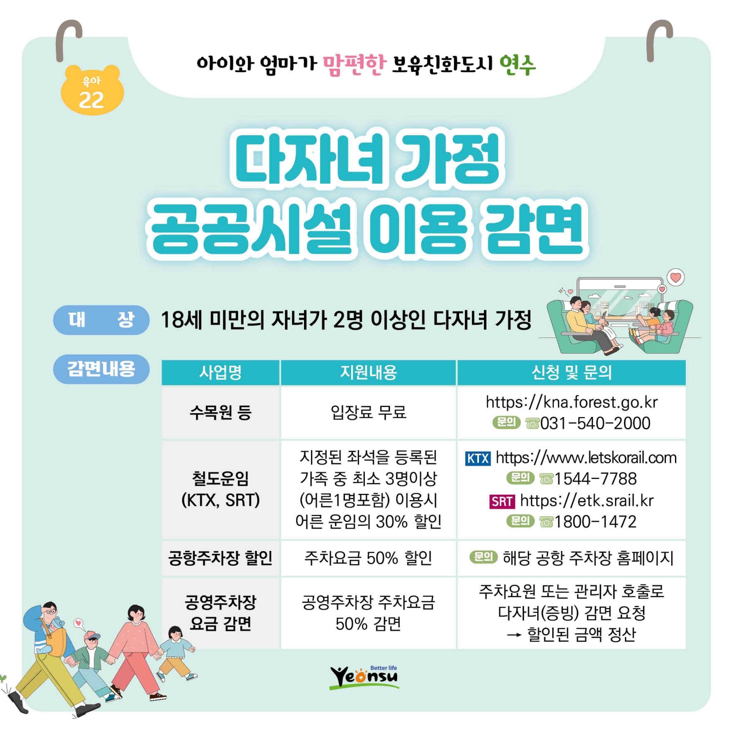 다자녀 가정 공공시설 이용 감면